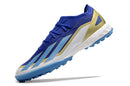 Chaussure de foot Adidas X Crazyfast Messi.1 TF bleu, blanc et or "Spark Gen10s"