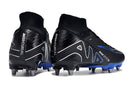Chuteira Campo Nike Air Zoom Mercurial Superfly 9 Elite Trava Mista Preta e Azul "Shadow Pack"