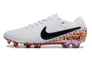 Chaussure de football Nike Tiempo Legend 10 Elite FG, blanche, noire et orange "Electric Pack"