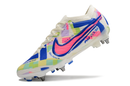 Chuteira Campo Nike Air Zoom Mercurial Vapor 15 Elite Trava Mista Branco, Azul e Rosa