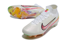 Chuteira Campo Nike Air Zoom Mercurial Superfly 9 Elite Ponta de Aluminio Branca e Rosa "Rashford"