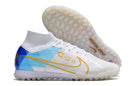 Chaussure de foot Nike Air Zoom Mercurial Superfly 9 Elite TF blanche et bleue "Enzo Fernandez"