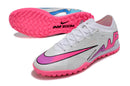 Chuteira Society Nike Air Zoom Mercurial Vapor 15 Elite TF Branca e Rosa