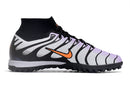 Chaussure de foot Nike Air Zoom Mercurial Superfly 9 Elite TF, blanche, violette et noire.