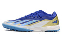 Chaussure de foot Adidas X Crazyfast Messi.1 TF bleu, blanc et or "Spark Gen10s"