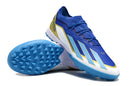 Chaussure de foot Adidas X Crazrfast Messi .1 TF Bleu, Blanc et Or "Spark Gen10s"