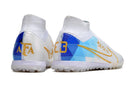 Chaussure de foot Nike Air Zoom Mercurial Superfly 9 Elite TF blanche et bleue "Enzo Fernandez"