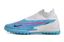 Chuteira Society Nike Phantom GX DF Elite TF Branca e Azul "Blast Pack"