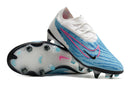 Chuteira Campo Nike Phantom GX Elite Trava Mista Branca e Azul "Blast Pack"