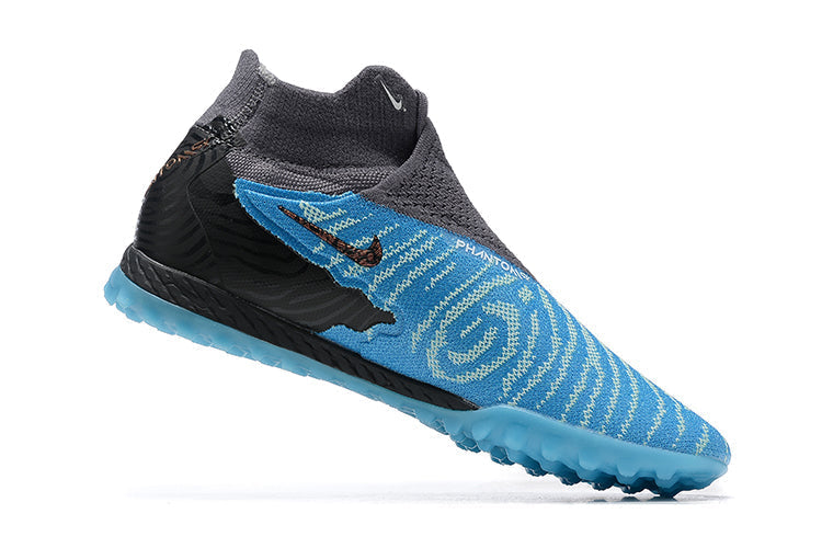 Chaussure de foot Society Nike Phantom GX DF Elite TF Bleu et Noir