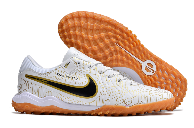Chaussure de foot Society Nike Tiempo Legend 10 Pro TF Blanche et Or "United Golden Pack"