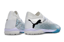 Chaussure de foot Society Puma Future 7 TF Blanche et Bleue