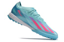 Chaussure de foot Adidas X CrazyFast.1 TF bleu et rose "Miami Vice"