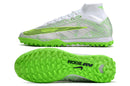 Chaussure de foot Society Nike Air Zoom Mercurial Superfly 9 Elite TF Blanche et Verte