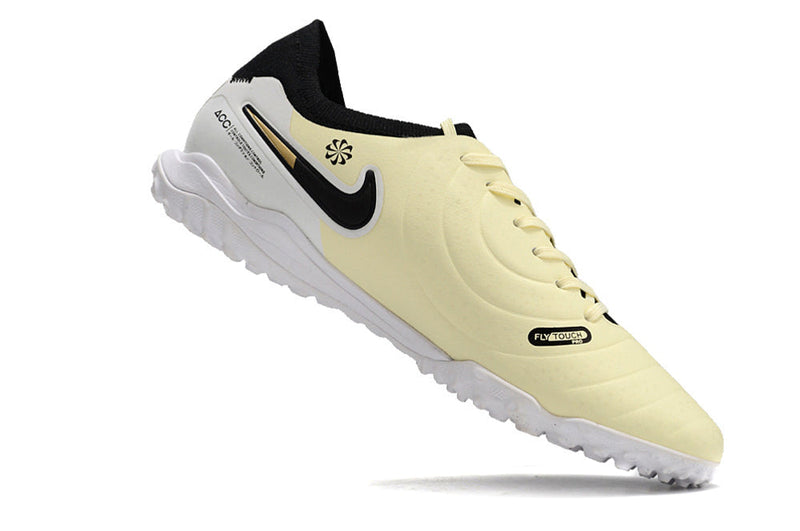 Chuteira Society Nike Tiempo Legend 10 Pro TF Bege e Preta "Mad Ready Pack"