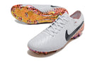 Chaussure de football Nike Tiempo Legend 10 Elite FG, blanche, noire et orange "Electric Pack"