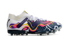 Chaussure de foot Society Puma Future Ultimate MG Blanche et Violette "Creativy Pack"