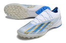 Chaussure de foot Adidas X CrazyFast.1 TF blanche, bleue et dorée "Las Estrellas"