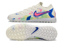 Chaussure de foot Nike Society Phantom GX 2 Elite TF Blanche, Bleue et Rose