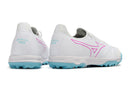 Chuteira Society Mizuno Morelia Neo Beta TF Branca, Azul e Rosa