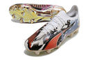 Chaussure de football Puma Ultra Ultimate FG blanche, bleue et rose "Legacy of Speed"
