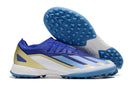 Chaussure de foot Adidas X Crazyfast Messi.1 TF bleu, blanc et or "Spark Gen10s"