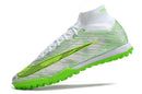 Chaussure de foot Society Nike Air Zoom Mercurial Superfly 9 Elite TF Blanche et Verte