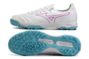 Chuteira Society Mizuno Morelia Neo Beta TF Branca, Azul e Rosa