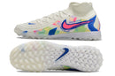 Chuteira Society Nike Phantom Luna 2 Elite TF Branca, Azul e Rosa